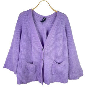 Naadam Mohair Wool Blend Cardigan Sweater Size M Purple‎